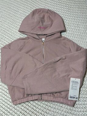 lululemon loungeful relaxed full zip crop hoodie in mink berry size medium